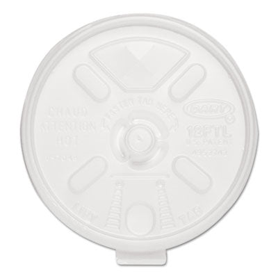 DCC12FTLS Lift n' Lock Plastic Hot Cup Lids, With Straw Slot, Fits 10 oz to 14 oz Hot Cups, Translucent, 100/Sleeve, 10 Sleeves/Carton