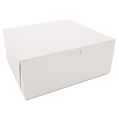 SCH0973 White One-Piece Non-Window Bakery Boxes, 10 x 10 x 4, White, Paper, 100/Carton