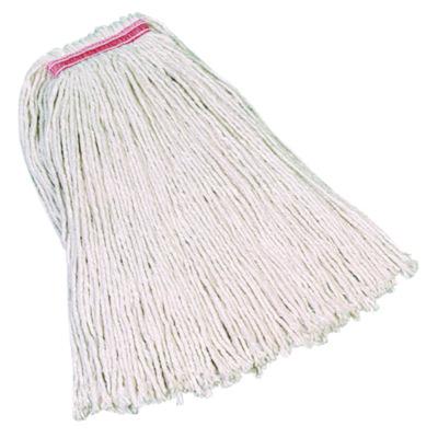 RCPF11712 Non-Launderable Premium Cut-End Cotton Mop, White, 20 oz, 1" Orange Headband