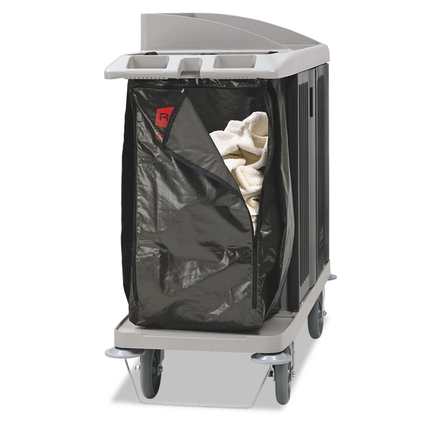 RCP1966885 Zippered Vinyl Cleaning Cart Bag for Rubbermaid Commercial 6189, 6190, 6191, 6192, 9T19, 25 gal, 17" x 10.5" x 33", Brown