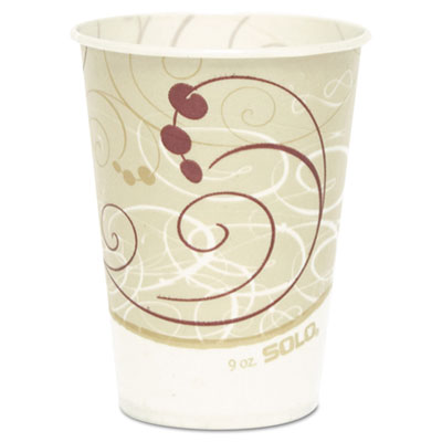 SCCR9NSYM Symphony Design Wax-Coated Paper Cold Cups, 9 oz, White/Beige/Red, 100/Sleeve, 20 Sleeves/Carton