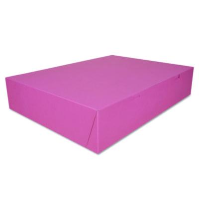SCH0897 Pink One-Piece Non-Window Bakery Box, 20 x 14.5 x 4, Pink, Paper, 50/Carton