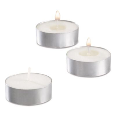 STE40100 Tealight Candle, 5 Hour Burn, 0.5"h, White, 50/pack, 10 Packs/carton