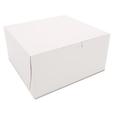 SCH0941 White One-Piece Non-Window Bakery Boxes, 8 x 8 x 4, White, Paper, 250/Carton