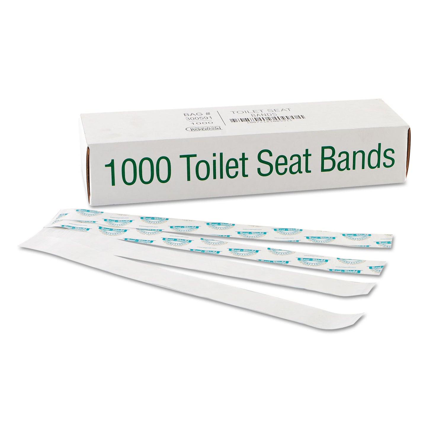 BGC300591 Sani/Shield Printed Toilet Seat Band, 16 x 1.5, Blue/White, 1,000/Carton