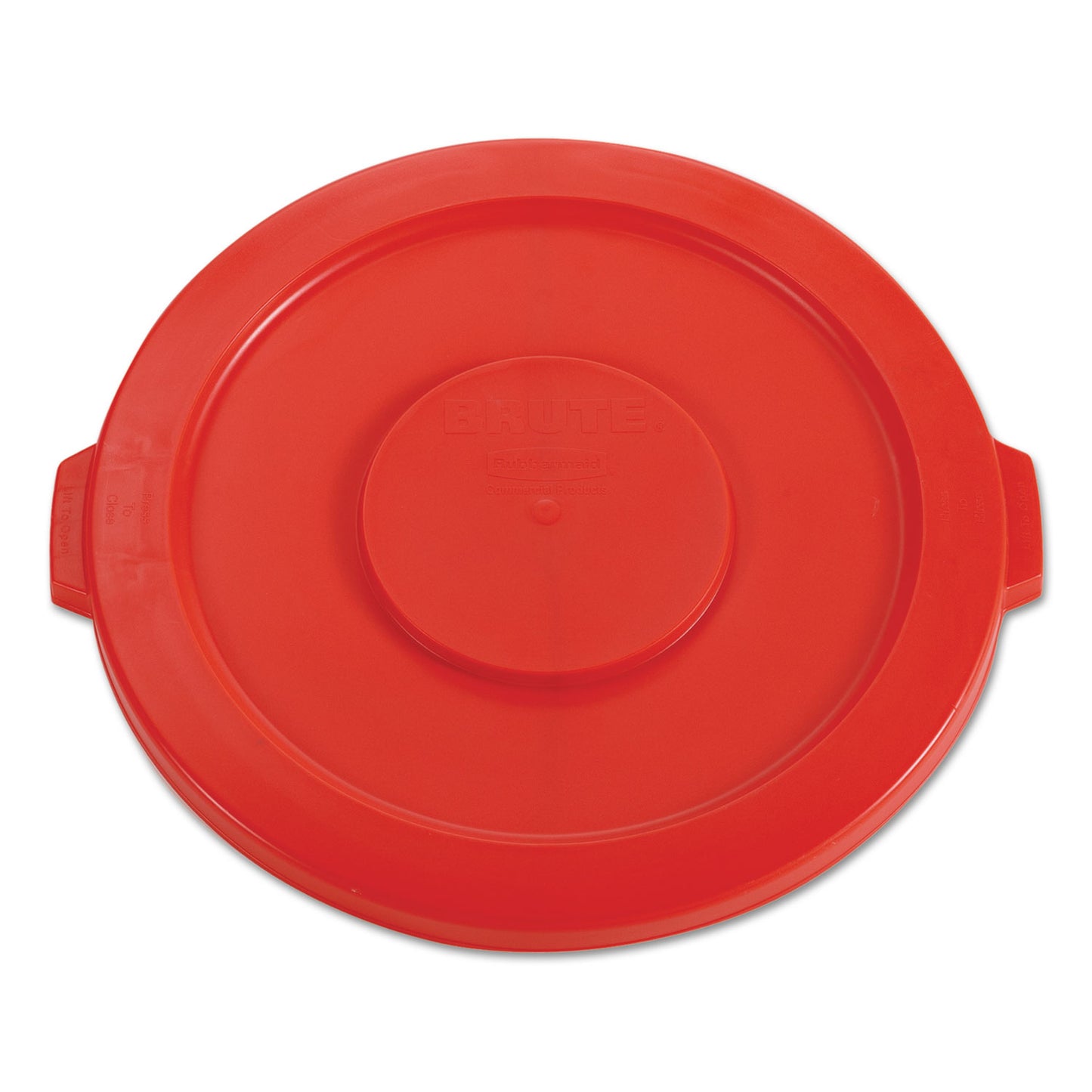 RCP2631RED BRUTE Self-Draining Flat Top Lids for 32 gal Round BRUTE Containers, 22.25" Diameter, Red