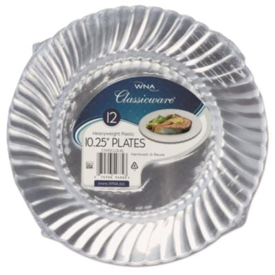 WNARSCW101212PK Classicware Plastic Dinnerware Plates, 10.25" Dia, Clear, 12/pack