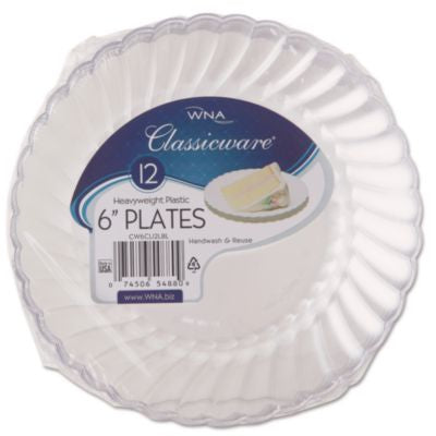 WNARSCW61512 Classicware Plastic Plates, 6" Dia, Clear, 12/pack, 15 Packs/carton