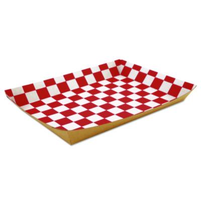 SCH0590 Paper Food Baskets, 10.5 x 7.5 x 1.5, Brown/Red/White, Paper, 250/Carton