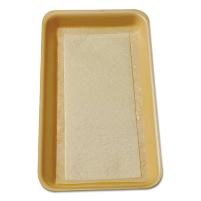 ITRTA1341108 Meat Tray Pads, 6 x 4.5, White/Yellow, Paper, 1,000/Carton