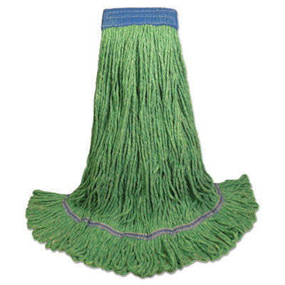 BWK504GN Super Loop Wet Mop Head, Cotton/Synthetic Fiber, 5" Headband, X-Large Size, Green, 12/Carton