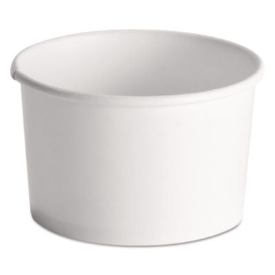 HUH71037 Squat Paper Food Container, 8 oz to 10 oz, White, 50/Pack, 20/Carton