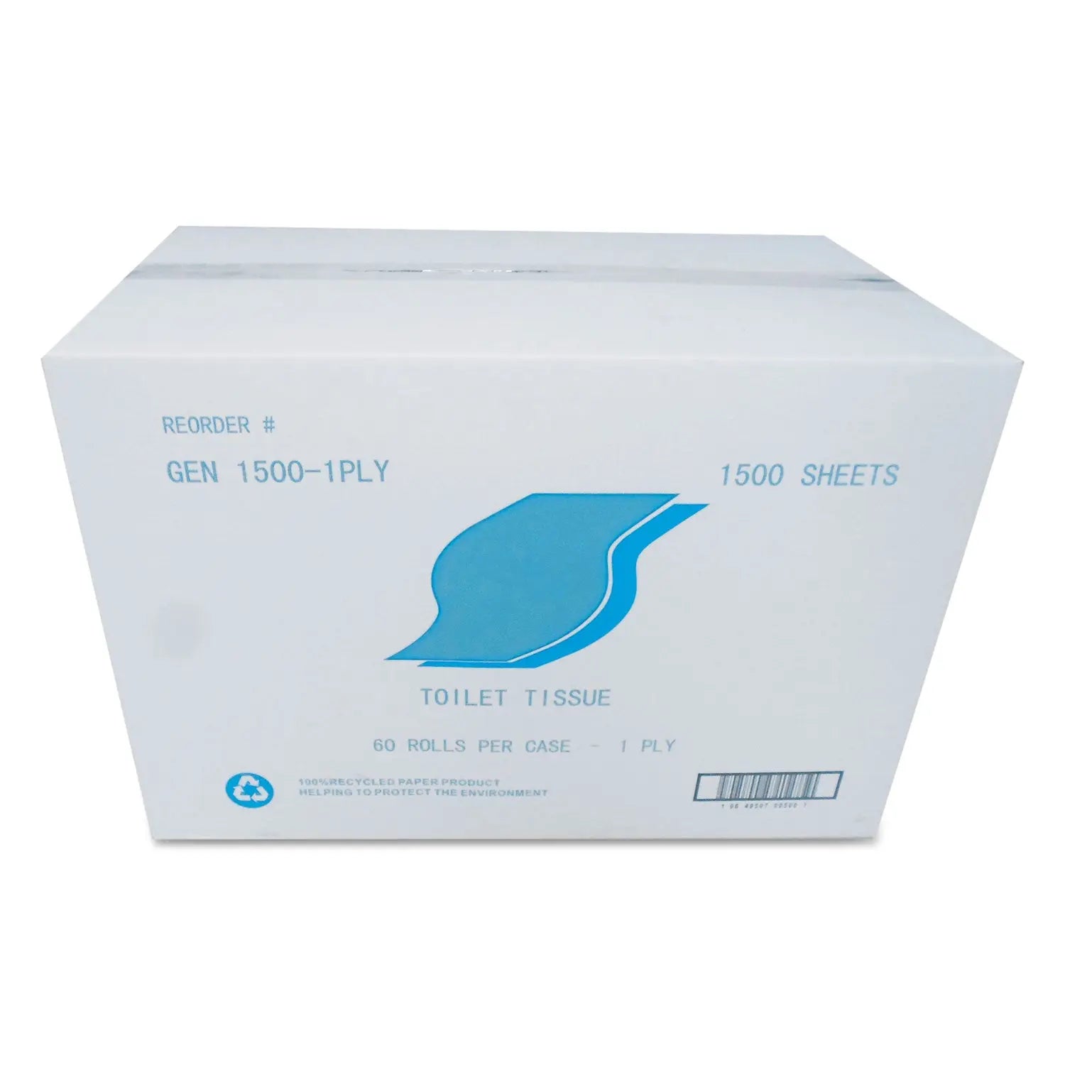 GEN15001PLY Small Roll Bath Tissue, Septic Safe, 1-Ply, White, 1,500 Sheets/roll, 60 Rolls/carton GEN