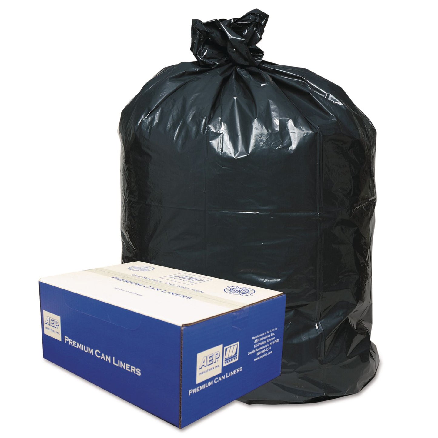 WBI434722G Linear Low-Density Can Liners, 56 gal, 0.9 mil, 43" x 47", Black, 10 Bags/Roll, 10 Rolls/Carton