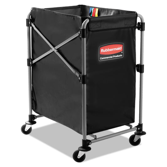 RCP1881749 One-Compartment Collapsible X-Cart, Synthetic Fabric, 4.98 cu ft Bin, 20.33" x 24.1" x 34", Black/Silver