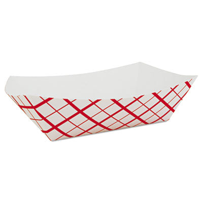 SCH0433 Paper Food Baskets, 10 lb Capacity, 9.84 x 6.97 x 3.13, Red/White, Paper, 250/Carton