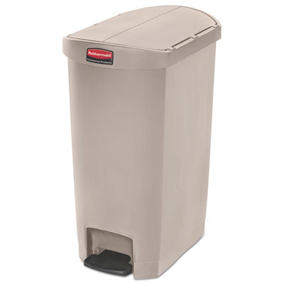RCP1883459 Slim Jim Streamline Resin Step-On Container, End Step Style, 13 gal, Polyethylene, Beige RUBBERMAID COMMERCIAL PROD.