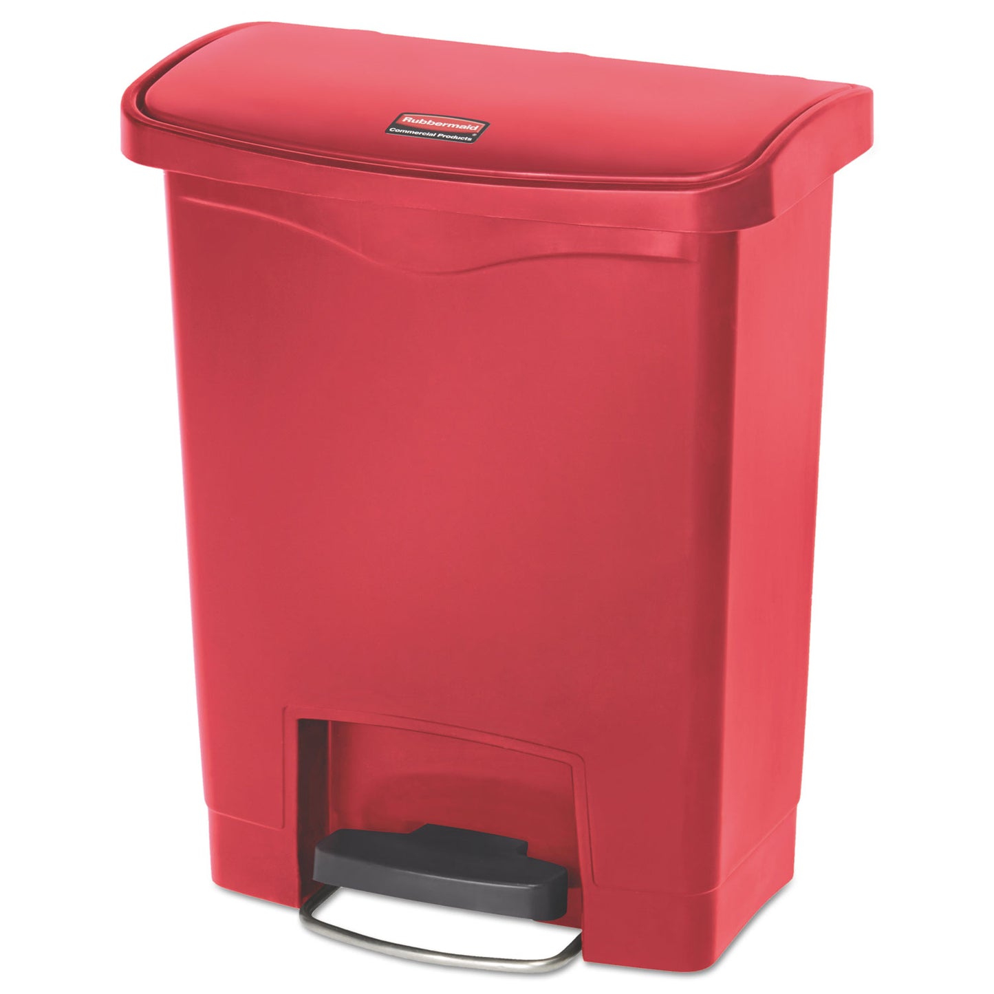 RCP1883564 Streamline Resin Step-On Container, Front Step Style, 8 gal, Polyethylene, Red