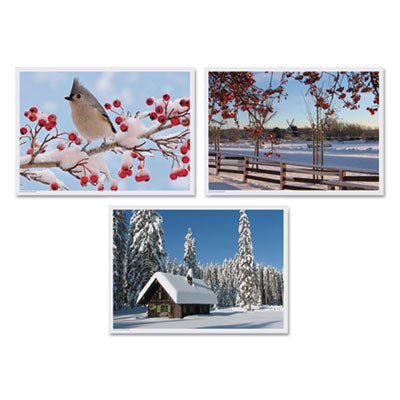 HFM702079 Placemats, Three Winter Days Photo Designs, Smooth Surface, Straight Edges, 14" x 10", Multicolor, 1,000/Carton