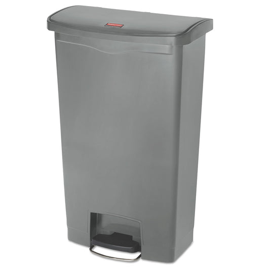 RCP1883604 Slim Jim Streamline Resin Step-On Container, Front Step Style, 18 gal, Polyethylene, Gray