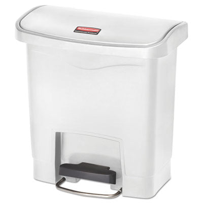 RCP1883554 Slim Jim Streamline Resin Step-On Container, Front Step Style, 4 gal, Polyethylene, White RUBBERMAID COMMERCIAL PROD.