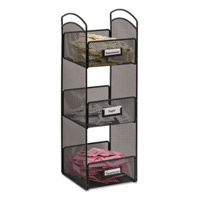 SAF3290BL Onyx Breakroom Organizers, 3 Compartments, 6 X 6 X 18, Steel Mesh, Black