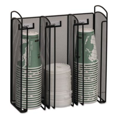 SAF3292BL Onyx Breakroom Organizers, 3 Compartments, 12.75 x 4.5 x 13.25, Steel Mesh, Black