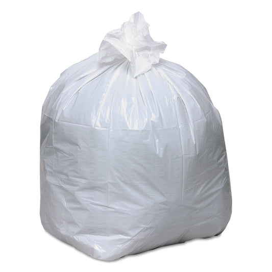 WBIRNW1K150V Linear-Low-Density Recycled Tall Kitchen Bags, Open-Face, 13 gal, 24" x 33", White, 15 Bags/Roll, 10 Rolls/Box