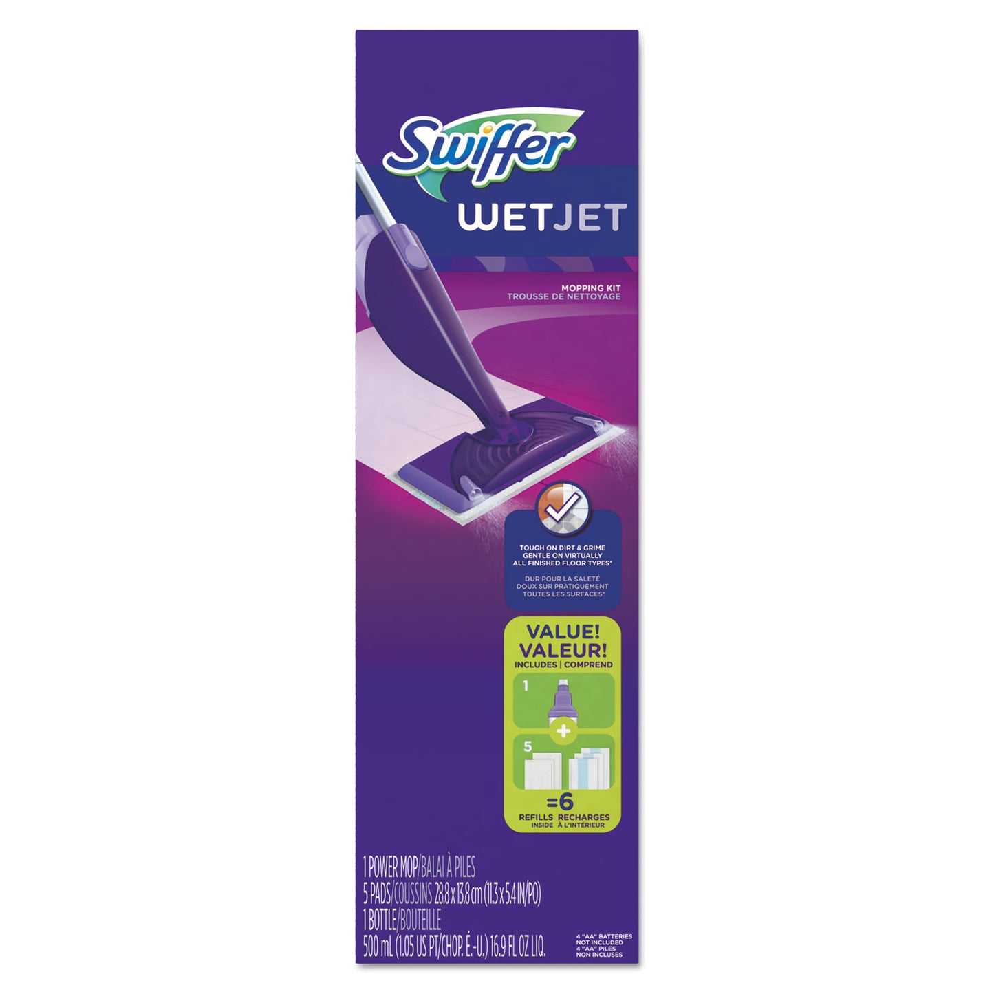 PGC92811CT Wetjet Mop, 11 X 5 White Cloth Head, 46" Purple/silver Aluminum/plastic Handle, 2/carton