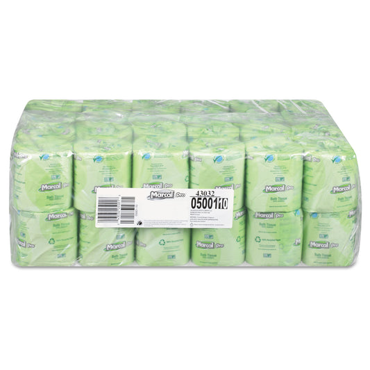 MRC5001 100% Recycled Two-Ply Bath Tissue, Septic Safe, White, 500 Sheets/Roll, 48 Rolls/Carton