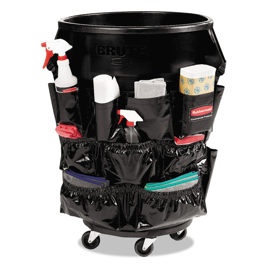 RCP1867533CT Brute Caddy Bag, 12 Compartments, Black, 6/Carton RUBBERMAID COMMERCIAL PROD.