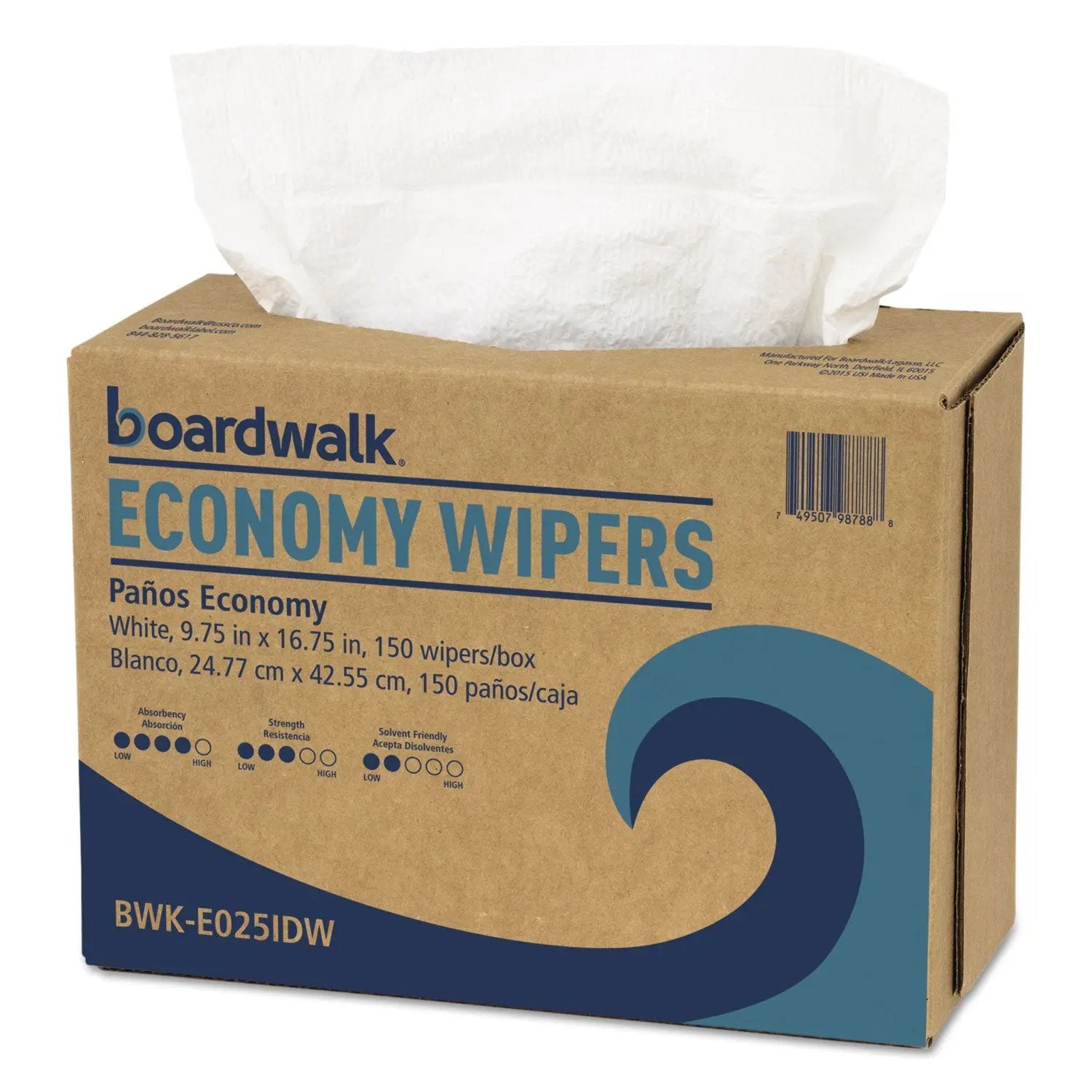 BWKE025IDW Scrim Wipers, 4-Ply, 9.75 x 16.75, White, 150/Dispenser Pack, 6 Dispenser Packs/Carton Boardwalk