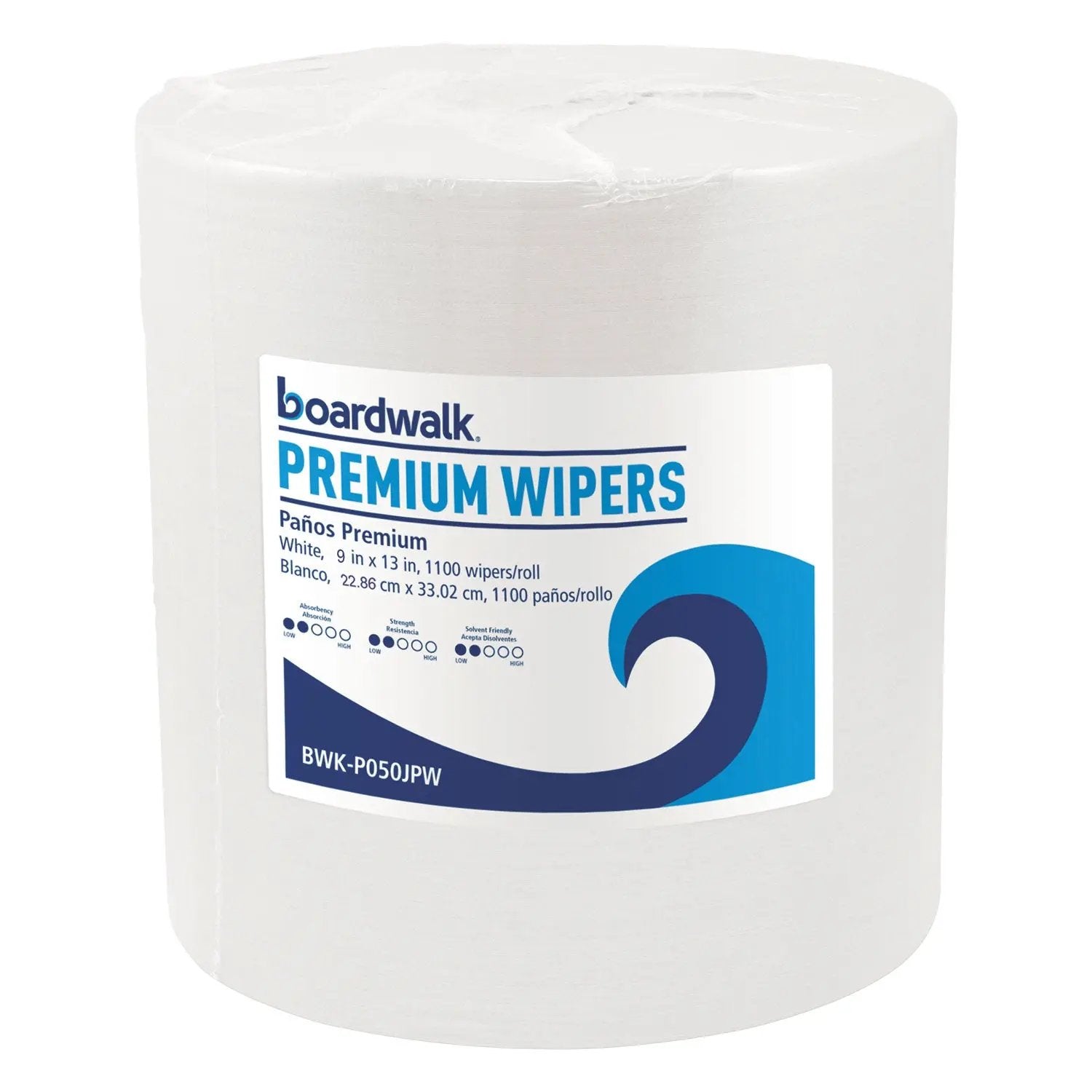 BWKP050JPW Hydrospun Wipers, 9 x 13, White, 1,100/Roll Boardwalk