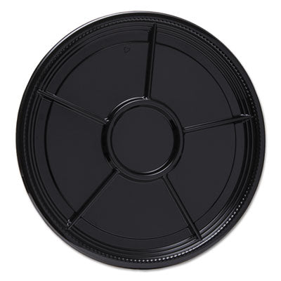 WNAA526BL Caterline Casuals Thermoformed Platters, 6 Compartments, 16" Diameter, Black, Plastic, 25/Carton