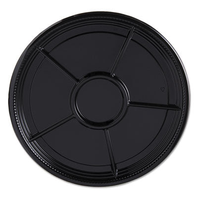 WNAA522BL Caterline Casuals Thermoformed Platters, 6 Compartments, 12" Diameter, Black, Plastic, 25/Carton