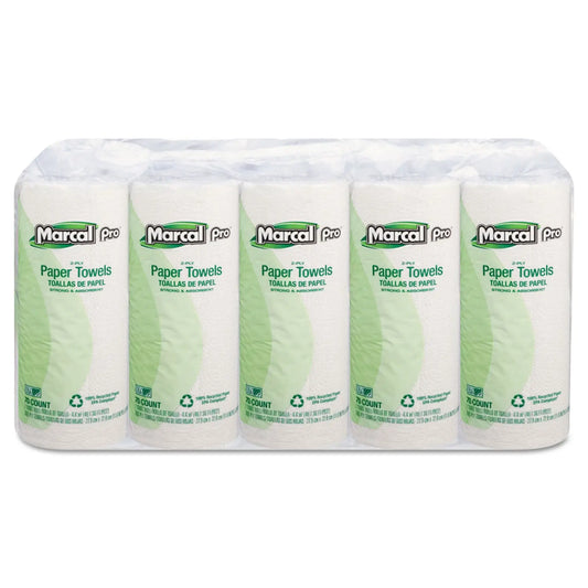MRC610 100% Premium Recycled Perforated Kitchen Roll Towels, 2-Ply, 11 x 9, White, 70/Roll, 15 Rolls/Carton Marcal PRO