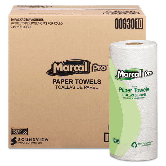 MRC630 100% Premium Recycled Kitchen Roll Towels, 2-Ply, 11 X 9, White, 70/roll, 30 Rolls/carton