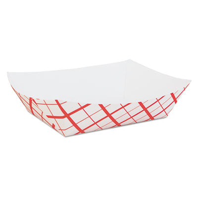 SCH0429 Paper Food Baskets, 5 lb Capacity, 8.48 x 5.86 x 2.09, Red/White, Paper, 500/Carton