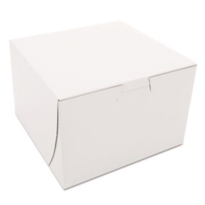 SCH0909 White One-Piece Non-Window Bakery Boxes, 6 x 6 x 4, White, Paper, 250/Bundle
