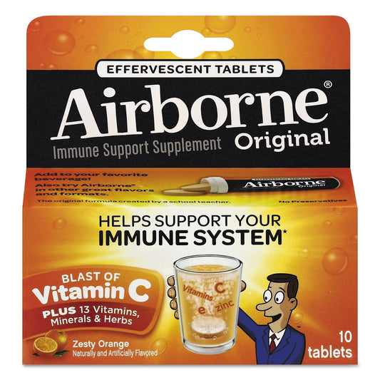 ABN30004CT Immune Support Effervescent Tablet, Zesty Orange, 10/Box, 72 Boxes/Carton