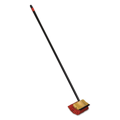 NCP6615EA Bi-Level Floor Scrub Brush, Red Polypropylene Bristles, 10" Brush, 54" Black Metal Handle DIVERSEY