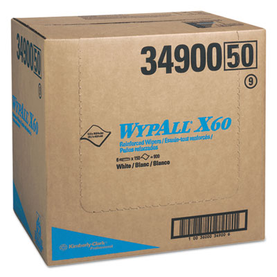 KCC34900 General Clean X60 Cloths, Flat Sheet, 12.5 x 16.8, White, 150/Box, 6 Boxes/Carton KIMBERLY CLARK