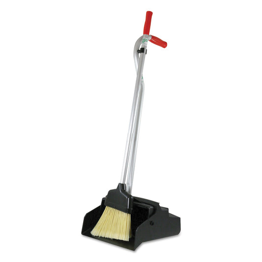 UNGEDPBR Ergo Dustpan With Broom, 12w X 33h, Metal With Vinyl Coated Handle, Red/silver Unger