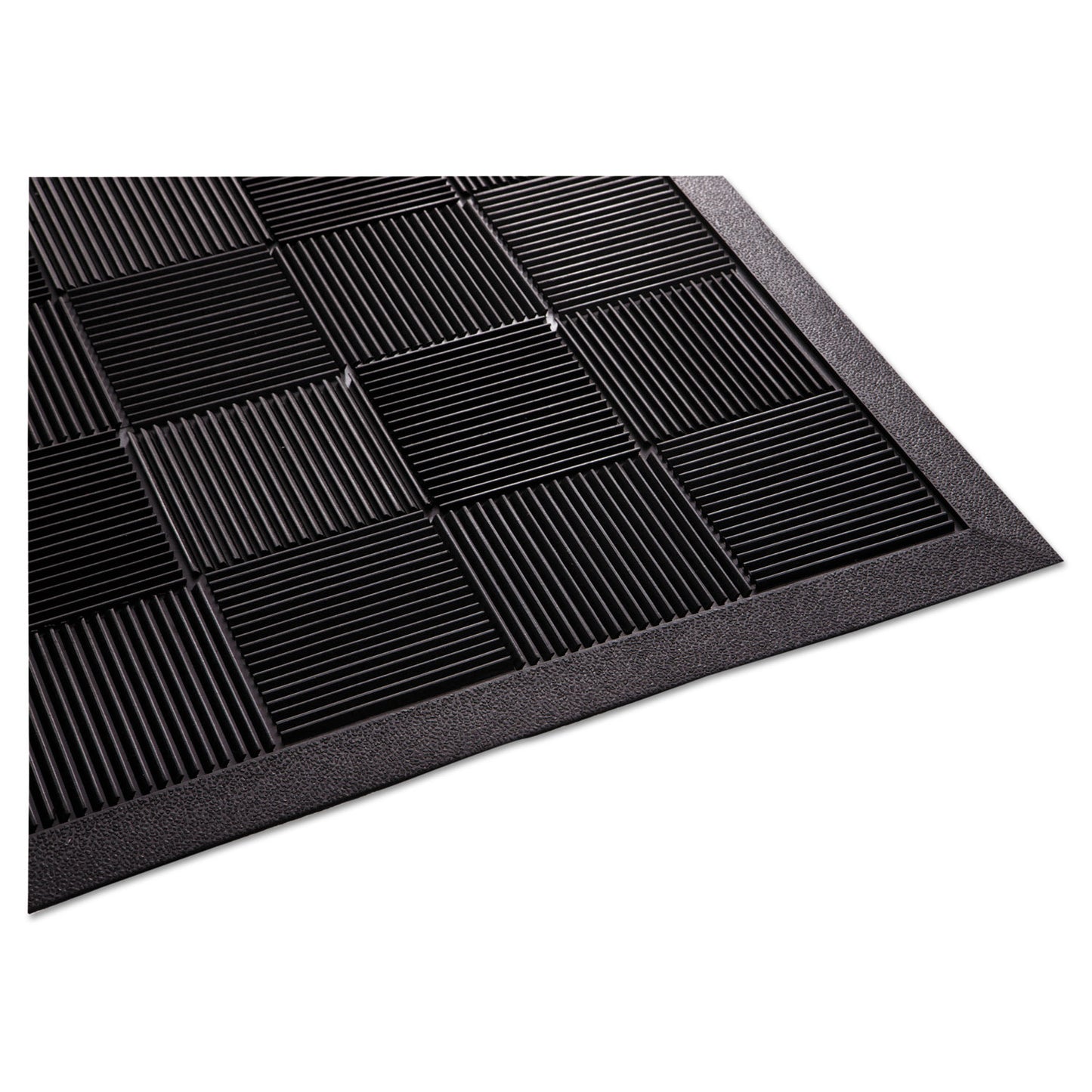 MLLPARQUET2X3 Parquet Scraper Mat, Black Blade Ribbed Rubber Surface, 24" x 36"