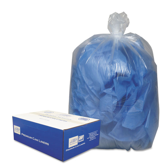 WBI242315C Linear Low-Density Can Liners, 10 gal, 0.6 mil, 24" x 23", Clear, 25 Bags/Roll, 20 Rolls/Carton