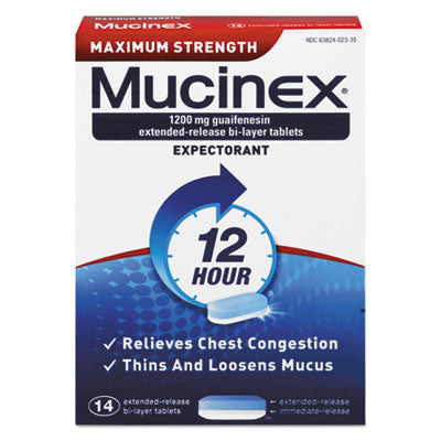 RAC02314 Maximum Strength Expectorant, 14 Tablets/box RECKITT BENCKISER