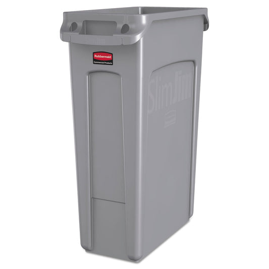 RCP354060GY Slim Jim with Venting Channels, 23 gal, Plastic, Gray RUBBERMAID COMMERCIAL PROD.