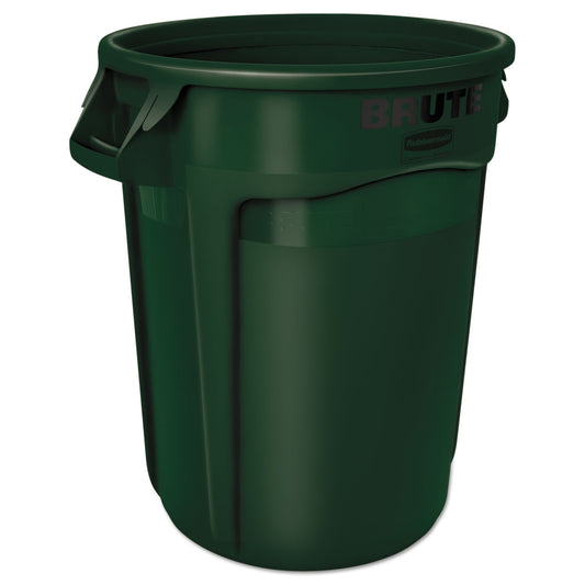 RCP2632DGR Vented Round Brute Container, 32 gal, Plastic, Dark Green