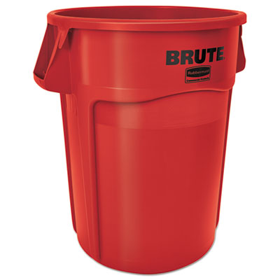 RCP264360REDEA Vented Round Brute Container, 44 gal, Plastic, Red RUBBERMAID COMMERCIAL PROD.