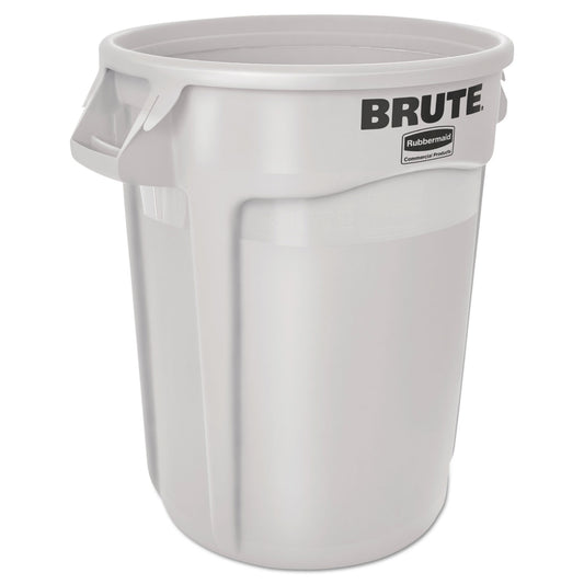 RCP2610WHI Vented Round Brute Container, 10 gal, Plastic, White